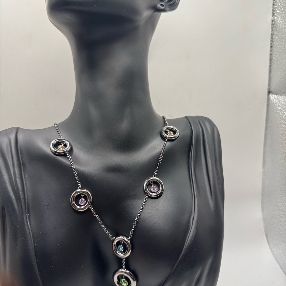 Michael Kors Gun‎ Metal Necklace with Colorful Accents